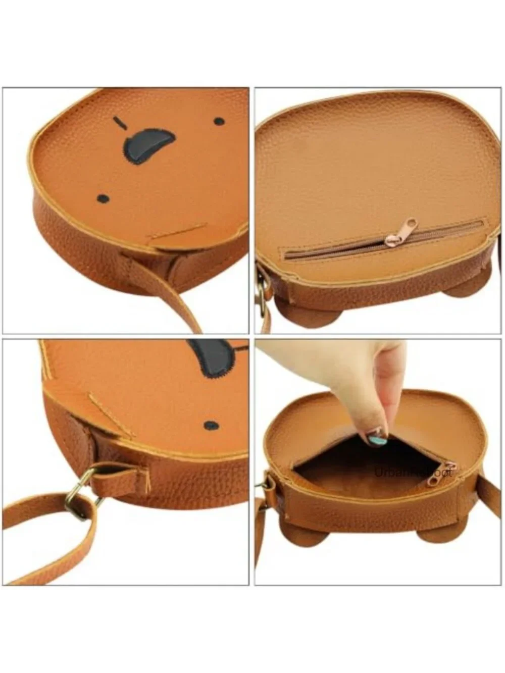 Cute Cartoon Bear PU Leather Mini Coin Purse Crossbody Bag for Little Girls